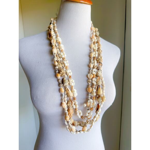 Set of 4 Seashell long strand necklaces Beachy Indie Vintage Jewelry Boho - Picture 7 of 7